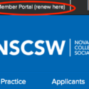 Screenshot of member portal link on NSCSW homepage