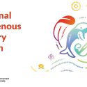 An image featuring intertwined illustrated symbols representing First Nations, Inuit and Métis: a feather, a narwhal and a fiddle, rendered in a flowing rainbow gradient. Surrounding these central symbols are decorative elements representing other aspects of First Nations, Inuit and Métis cultures. Text: National Indigenous History Month #NIHM2026
